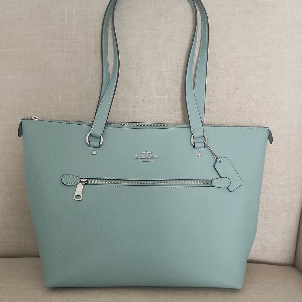 Coach Seafoam Leather Tote - Picture 1 of 8